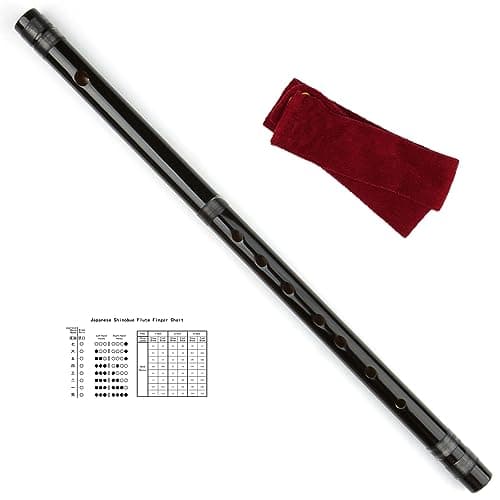 Flauta Shinobue Japonesa Instrumento Musical de Flauta de Bambu Artesanal 7/8 Hon (Preto 7Hon)