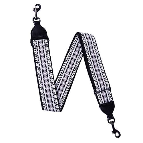 Rayzm Alça de banjo bordada, alça de algodão tecido jacquard para banjo, ganchos de metal clipon, 5 cm de largura, comprimento ajustável