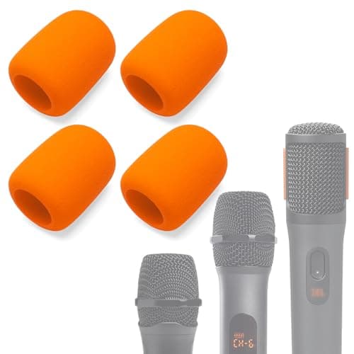 Voarmaks Capa de microfone de espuma compatível com microfones JBL PartyBox sem fio, sistema de dois microfones sem fio, PartyBox Mic 100 Wird Microphone Sponge Windscreen Pop Filter pacote com 4