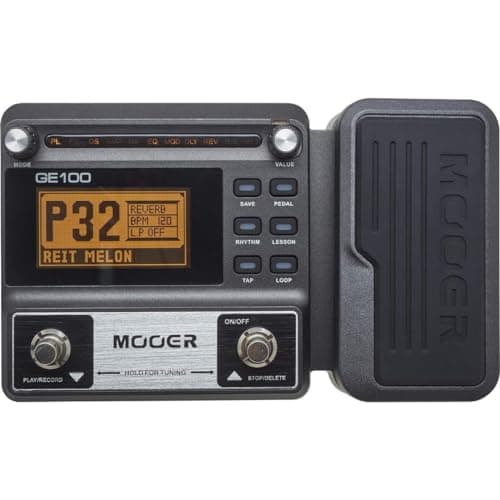 Pedaleira Multi-Efeito Mooer GE100 com display digital e configuração P32.