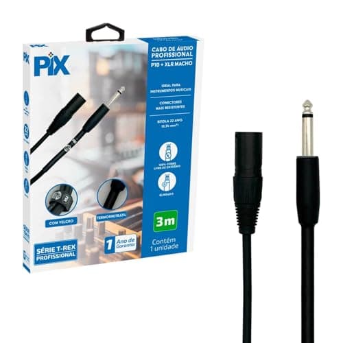 Cabo P10 Mono + XLR Cannon Macho 100% Cobre Para Instrumentos 3 Metros da marca PIX