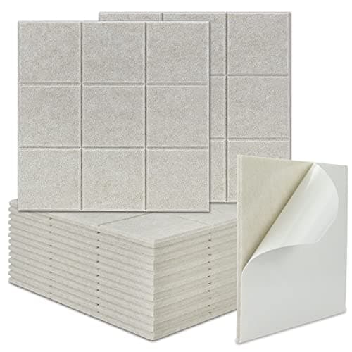 BXI Absorvedor de som – Pacote com 16 painéis autoadesivos de absorção acústica de 30 x 30 cm x 0,4 polegadas, painéis de absorção de som aderentes para tratamento acústico de parede e teto