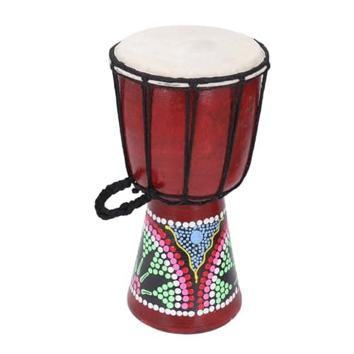Djembe Africano Pintado à Mão com Pele de Cabra Genuína Vermelho