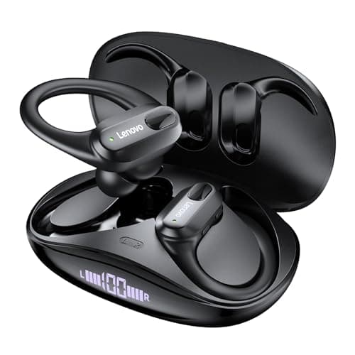 Lenovo Fone de Ouvido Sem Fio Original XT80 Esportes Fones de Ouvido Sem Fio HiFi Bluetooth 5.3 Fones de Ouvido Jogo Baixo com Mic Fone Bluetooth Redução de Ruído Earhooks XT80 preto