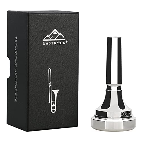EASTROCK Bocal de trombone, bocal de trombone banhado a prata, haste grande 4AL, acessórios para instrumentos de trombone embalados a vácuo