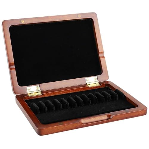 Caixa de palheta de oboé de madeira marrom Oboé Reed Proctector Box para palhetas de oboé de 12 peças