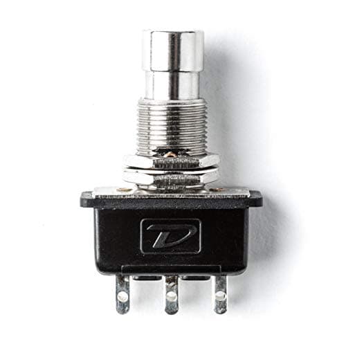 Pedal de efeitos Jim Dunlop com interruptor DPDT prateado e base preta