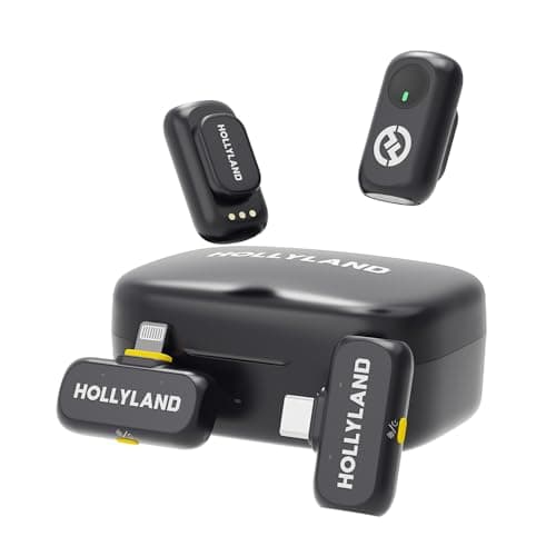 Hollyland LARK A1 Combo – Microfone Sem Fio Mini para iPhone e Android (2TX + USB-C RX + Lightning RX + Case de Carregamento), Microfone Magnético para YouTube, TikTok, Podcast e Vlogs (Preto)