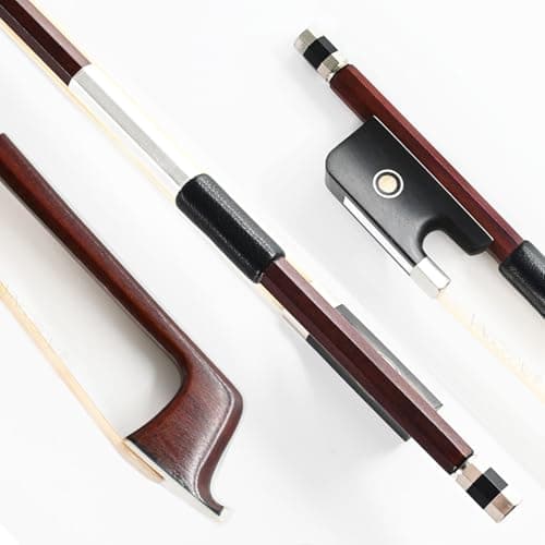 VINGOBOW Arco de viola Brazilwood para violas de 35.6 cm-43.2 cm tamanho completo 74,5 cm sapo ébano natural mongol branco crina de cavalo bem equilibrada tom doce
