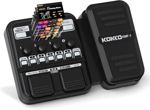 Pedaleira de guitarra multiefeitos Kokko KMF-1, preto, com tela LCD e botões de controle