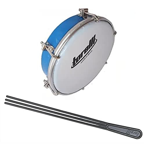 Kit Tamborim Pele Leitosa Torelli TT 404 Azul Baqueta Tripla