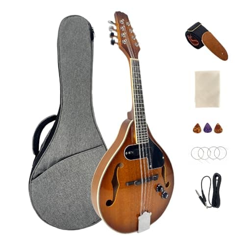 Bandolim acústico elétrico estilo A WUQIMUSC 8 cordas corpo mogno kit completo palco estúdio casa