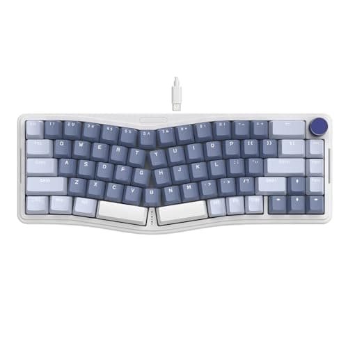 ATTACK SHARK AKS068 Teclado mecânico para jogos com fio 65% Alice Layout Hot-swapped Gaxeta, retroiluminação RGB VIA Botão programável NKRO TKL AS Interruptor vermelho linear pré-lubrificado (Azul)