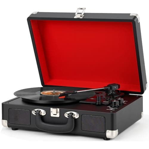 Toca Disco Vinil, Vitrola, Equipado com Porta USB, Saída para Fones de Ouvido, com Função Alto-Falantes, Compatível com Discos de 7, 10 e 12 Polegadas, Tocador de Vinil, Toca Discos, Bivolt, Preto