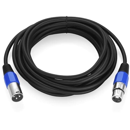 Cabo de microfone XLR macho para XLR fêmea 5m preto com conectores azuis