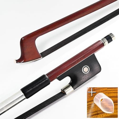VINGOBOW Arco de viola Brazilwood para violas de 35.6 cm-43.2 cm tamanho completo 74,5 cm sapo ébano natural mongol branco crina de cavalo bem equilibrado tom doce (preto)