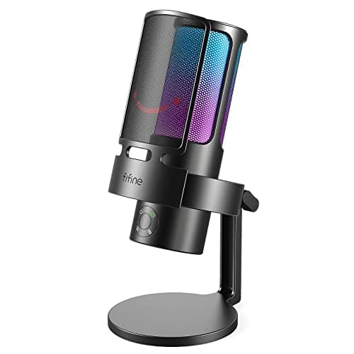 FIFINE Microfone USB para jogos PC,Streaming Podcast Mic com 4 padrões polares,mudo,saída para fones de ouvido,microfone condensador RGB para gravação vocal - A8PLUS