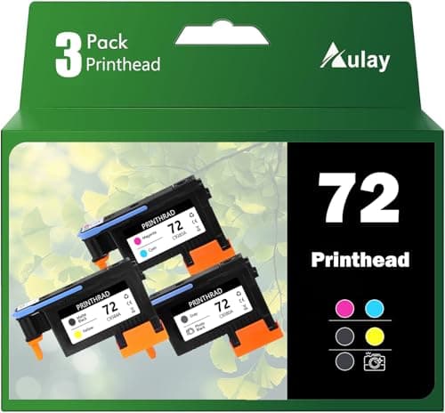 Aulay Cabeçote de impressão 72 com chips atualizados compatíveis com impressoras HP T610 T620 T770 T790 T1100 T1120 T1200 T1300 T2300 3 pacotes (cinza/foto preta, ciano/magenta, preto fosco/amarelo)