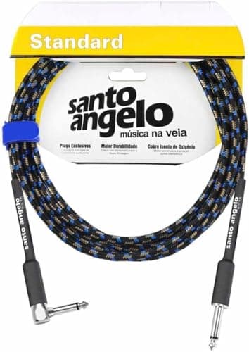 Cabo para instrumentos Santo Angelo Standard P10, 3,05m, revestimento têxtil preto e azul
