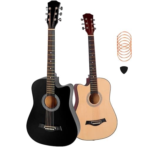 HOLTTER Violão Clássico Acústico para Iniciantes Destros Seis Cordas de Aço Acabamento Fosco Violão Tradicional Seis Cordas (Preto)