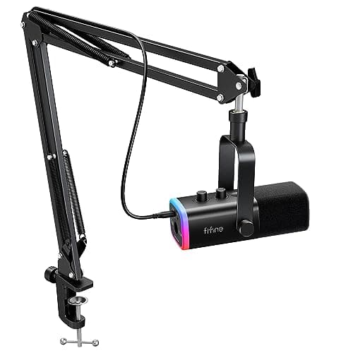 Microfone FIFINE AM8T Preto com suporte para braço de lança e RGB