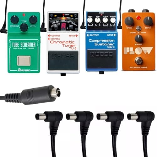 Cabo Extensor de Fonte para Pedais de Guitarra com 4 Conectores 20cm