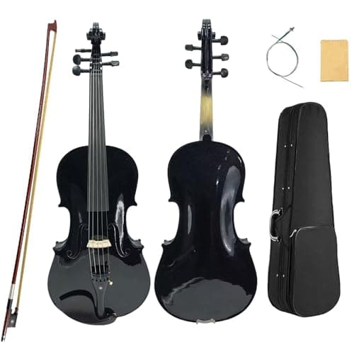 ModouString Viola 40,64 cm, Viola acústica de 5 cordas com parte superior de abeto, traseira e lateral de bordo, acessórios de ébano, arco, estojo para estudantes e adultos, feito à mão