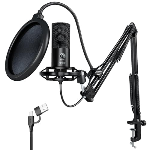 FIFINE Studio Condensador USB Microfone Computador PC Kit de microfone com suporte de choque ajustável do braço do boom para instrumentos Voice Overs Gravação Podcasting YouTube Vocal Streaming-T669