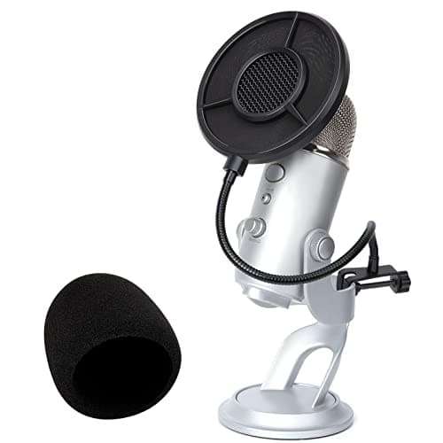 Blue Yeti Pop Filter Foam Windscreen - Filtro Pop de 14 cm de diâmetro de 6 camadas para capa de microfone Yeti Pop Screen compatível com microfone azul Yeti Filtro pop de metal profissional da