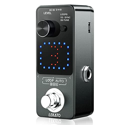 Pedal Looper LEKATO para Guitarra Elétrica e Baixo com Tela LED e Botões de Controle