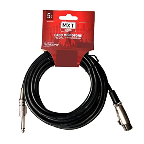 Cabo para microfone profissional P10 mono XLR 5 metros