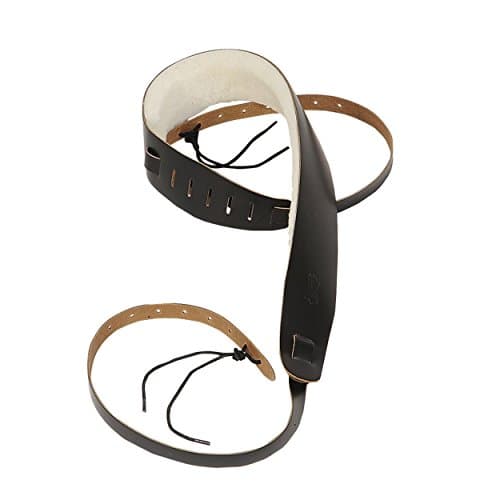 Levy's Leathers PM14-DBR Pulseira banjo de couro genuíno com pele de ovelha, marrom escuro