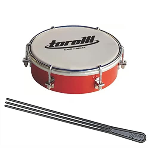 Kit Tamborim Pele Leitosa Torelli TT 404 Verm Baqueta Tripla