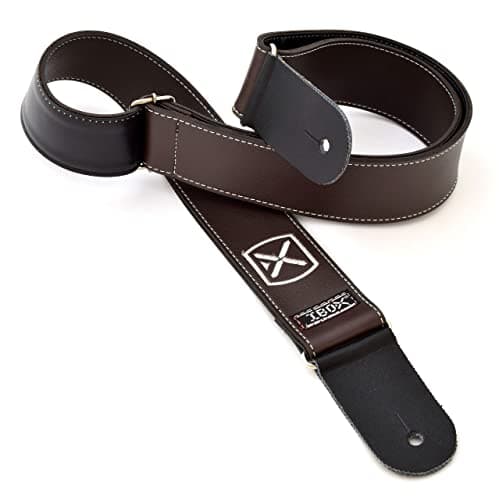 Correias P/INSTR.CORDAS C/PONTEIRAS COURO DUPLO- LINHA SUPREME (Marrom bordado brasão X)