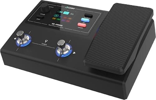 VEDO Processador de Efeitos Multifuncional VD-2000G para Guitarra e Baixo com 70 Efeitos, Looper, Bateria Eletrônica, Simulação de IR, Tela Colorida 1.77 Polegadas, via App, Fonte USB e DC 9V