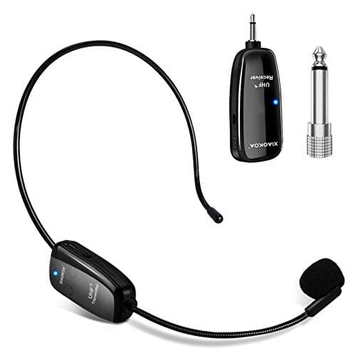 Microfone Sem Fio, Microfone Wireless UHF, Transmissão Sem Fio de 50 m, Faixa de Cabeça e Portátil 2 em 1, para Guia Turístico/Ensino/Discurso