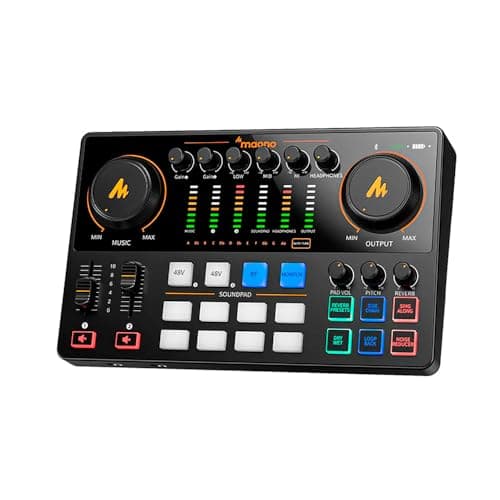 Mesa de Som Maono Caster E2 Gen2 Preto 2x entradas XLR Phantom Power 48V
