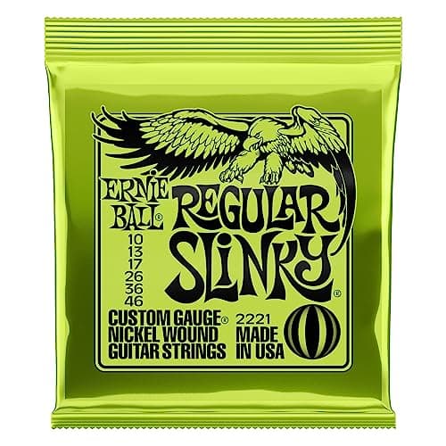 Cordas para guitarra elétrica Ernie Ball Regular Slinky, revestimento de níquel, calibre 10-46