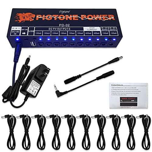 pigtone Fonte de Alimentação para Pedal de Efeito de Guitarra com 10 Saídas Dc para Pedais de Efeito de 9V, 12V e 18V com Usb (5V2A) Pd-02