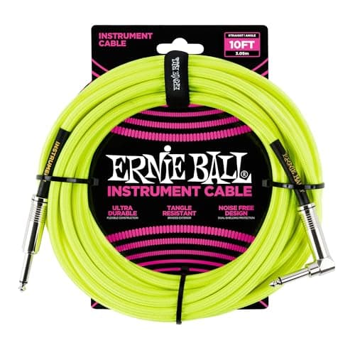 Cabo de instrumento Ernie Ball 3m ângulo reto amarelo neon