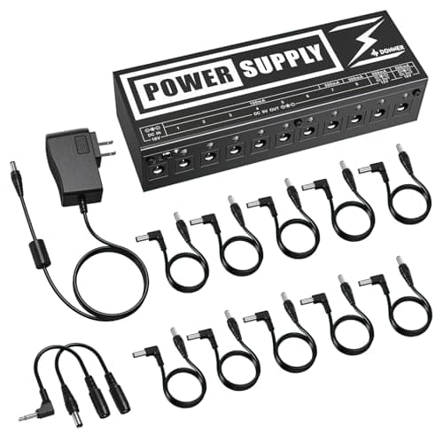Donner Fonte de alimentação de pedal de guitarra DP-2 de alta corrente 10 saídas CC isoladas para pedais de efeito 9V/12V/18V