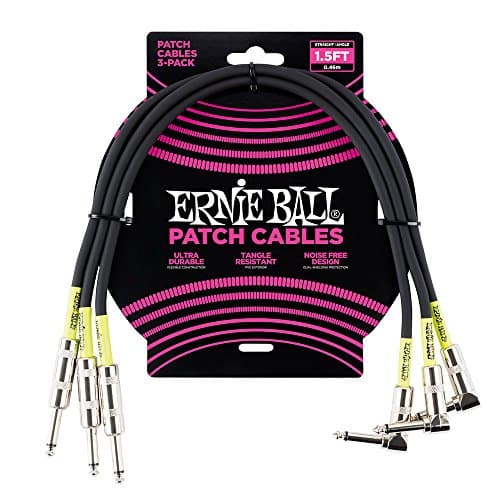 Cabo de instrumento Ernie Ball preto 1,5 pés com conectores múltiplos
