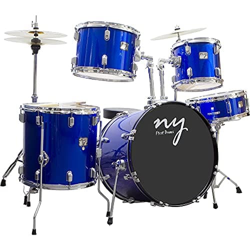 Bateria Acústica 2T Cromada Azul com Banco NY-F1RST