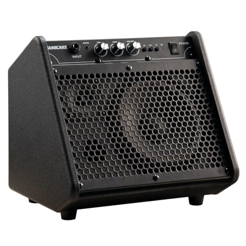SONICAKE Amplificador de Bateria Eletrônica de 20W, Sistema de Alto-Falantes Portátil Bluetooth para Bateria/Teclado com Dois Drivers para Prática Em Casa, Qdm-20