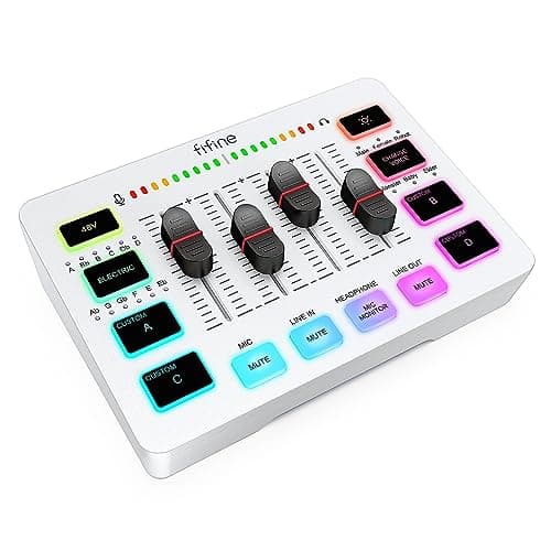 Mixer de áudio branco FIFINE SC3 para streaming de jogos e gravação de voz