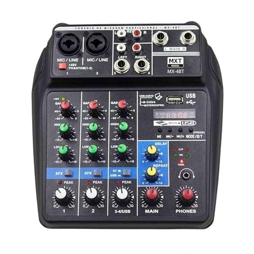 Mesa De Som Bluetooth Com 4 Canais Efeito E Phantom Power