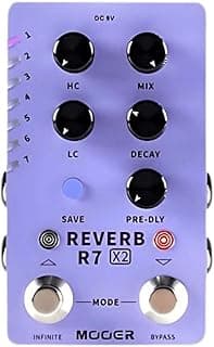 Pedal de reverb Mooer R7 X2 para guitarra, 14 tipos de reverb, interface USB, compacto, 9V DC