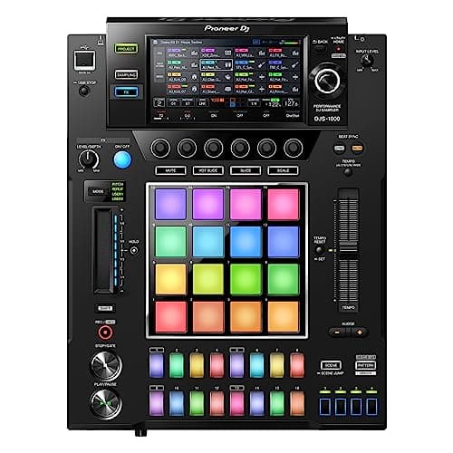 Controladora Pioneer DJS 1000, controle de DJ autônomo profissional com interface multicolorida.