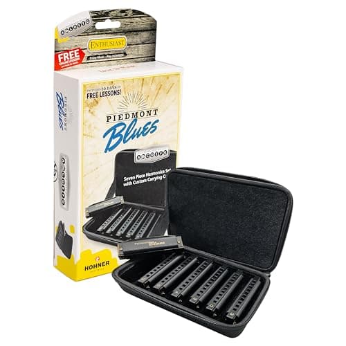 HOHNER Pacote com 7 gaitas Piedmont Blues com capa, aço inoxidável (PBH7)
