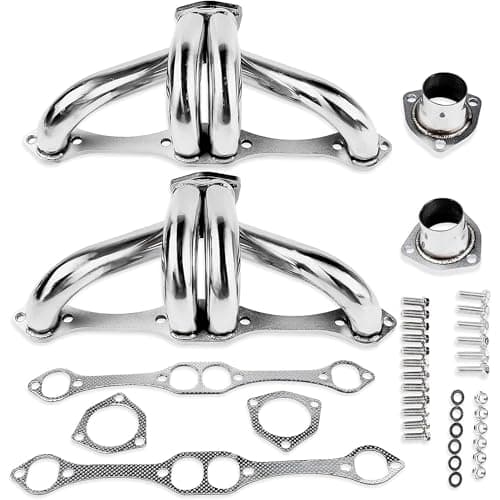 Cabeçotes de aço inoxidável polido de alto desempenho para bloco pequeno Chevy SBC 265 283 302 305 327 350 400 | Cabeçotes de escape curtos para Hot Rods, Street Rods, Construções personalizadas